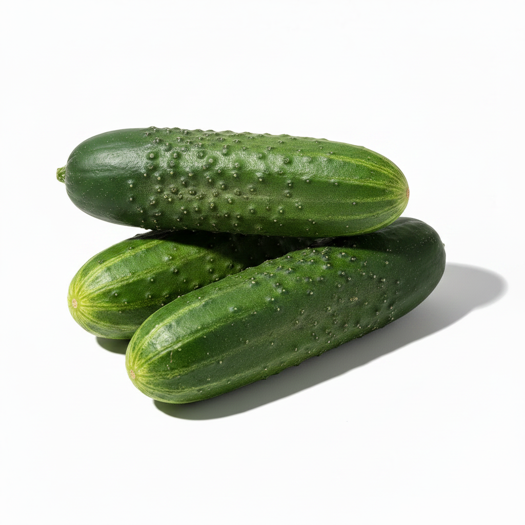 Two green cucumbers on a white background