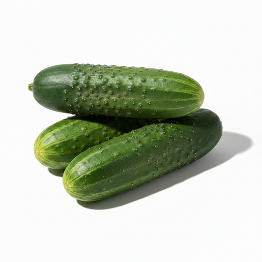 Two green cucumbers on a white background